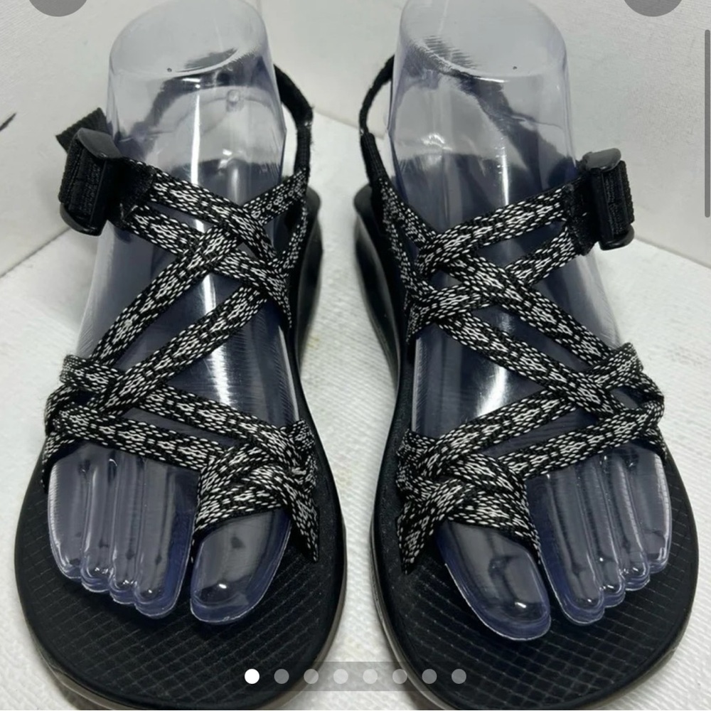Chaco Black and White Criss-Cross Sandals